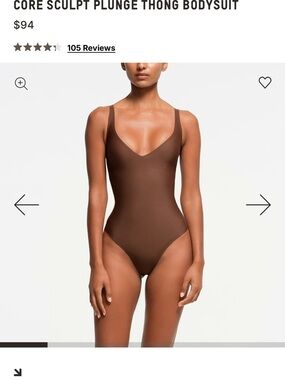 SKIMS Core Sculpt Plunge Thong Bodysuit in Brown